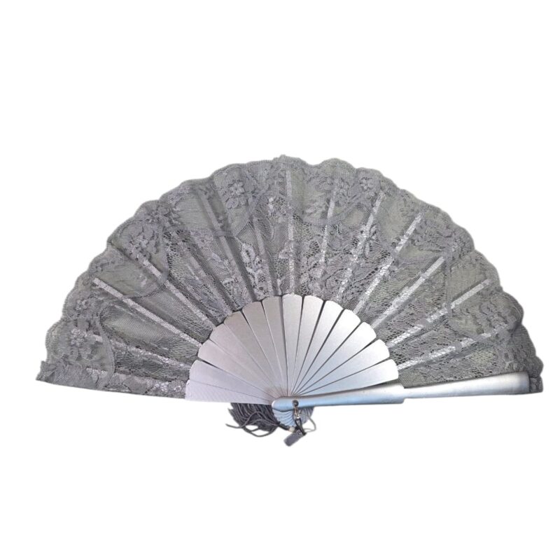 ABANICO ENCAJE PLATA