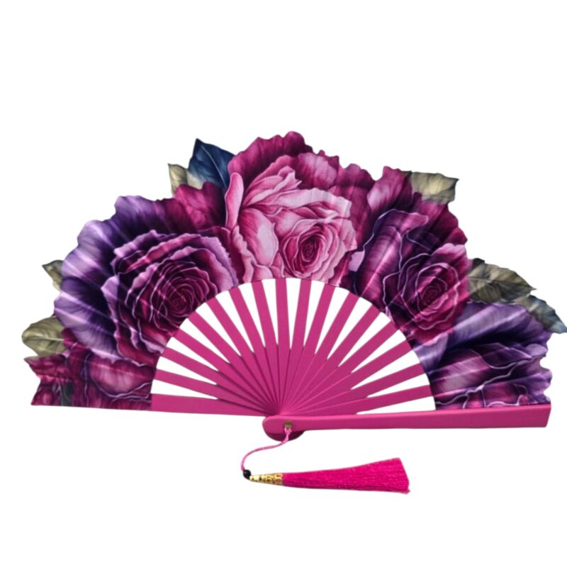 ABANICO FLORES FUCSIA