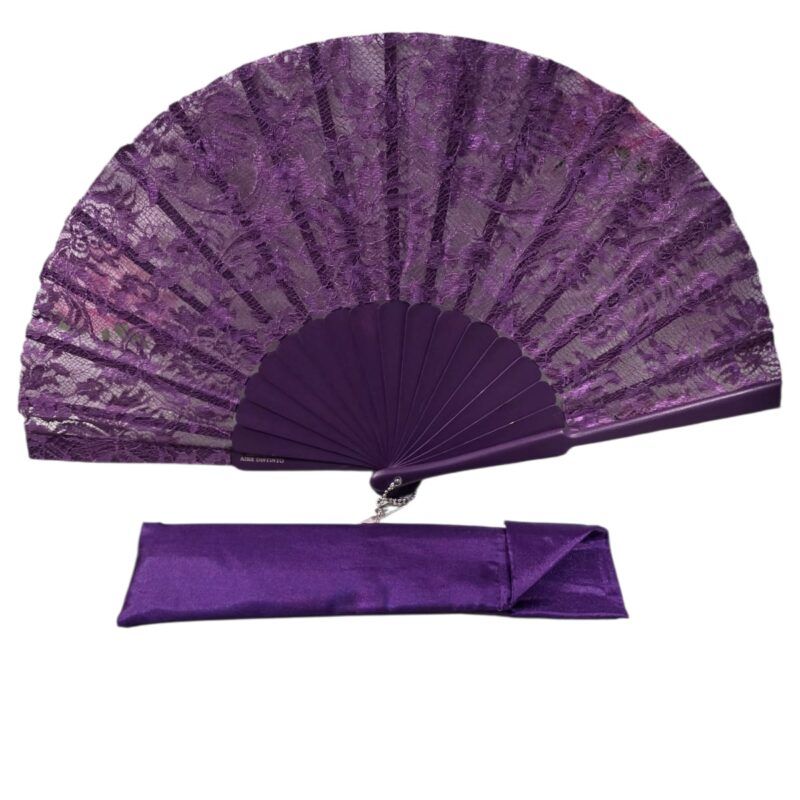 ABANICO DE ENCAJE MORADO
